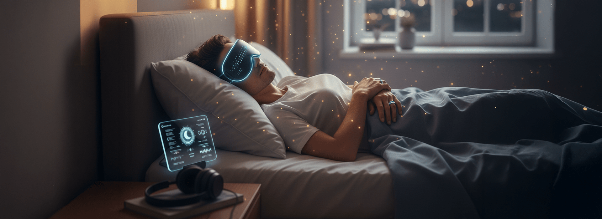 Persona che pratica biohacking per migliorare il sonno naturale, con tecniche di ottimizzazione del riposo e benessere