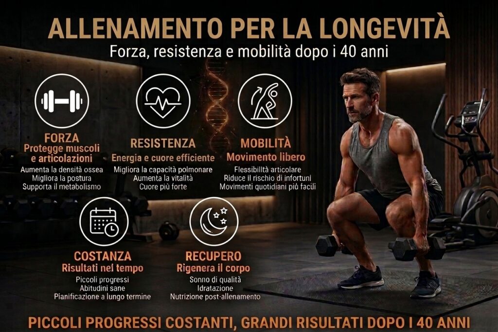 Allenamento per la longevità, forza resistenza e mobilità dopo i 40 anni