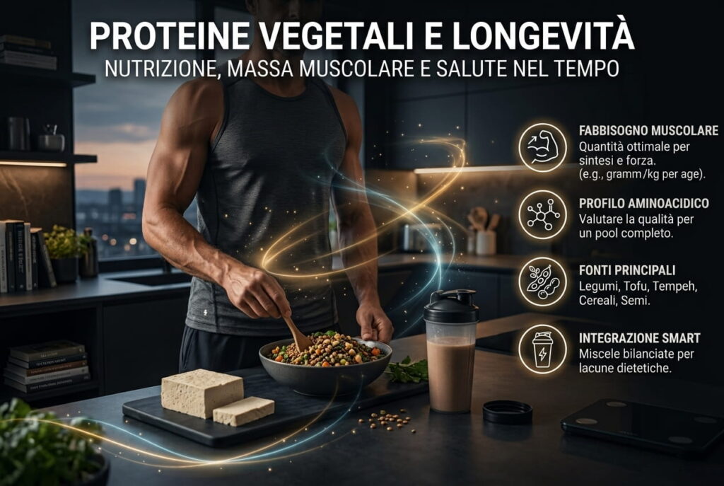 Infografica proteine vegetali - fonti, quantità e distribuzione nella giornata