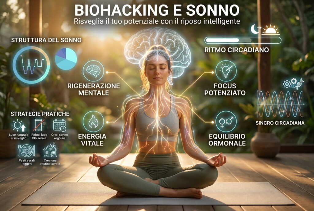 Infografica ritmo circadiano - luce, orari e abitudini per il sonno